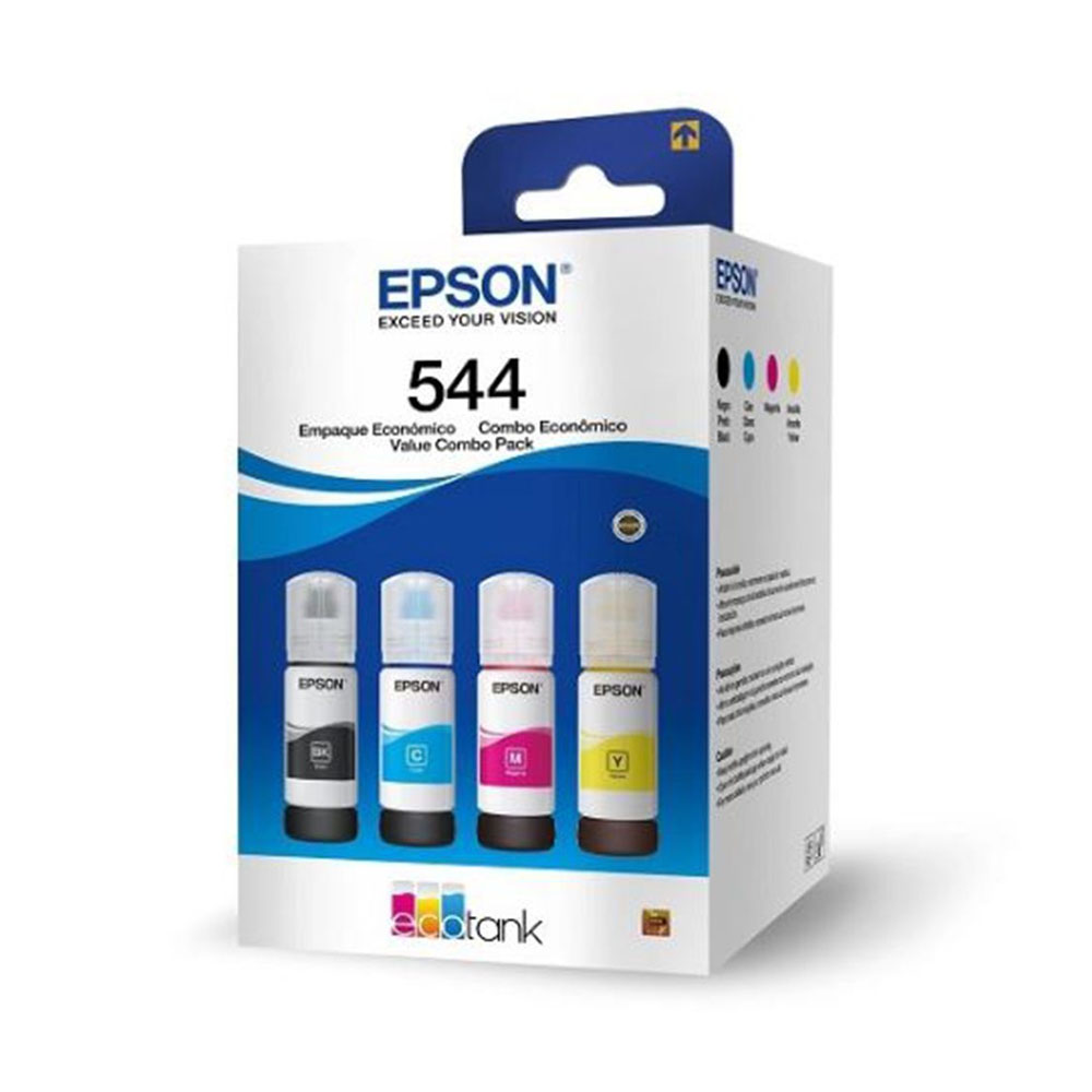 Kit refil epson t544 caixa com 4 cores tinta p/ impressora
