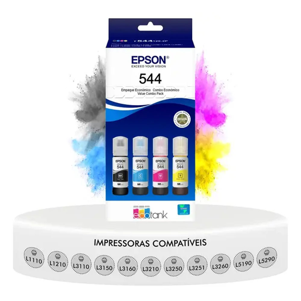 Foto 3 de Kit refil epson t544 caixa com 4 cores tinta p/ impressora