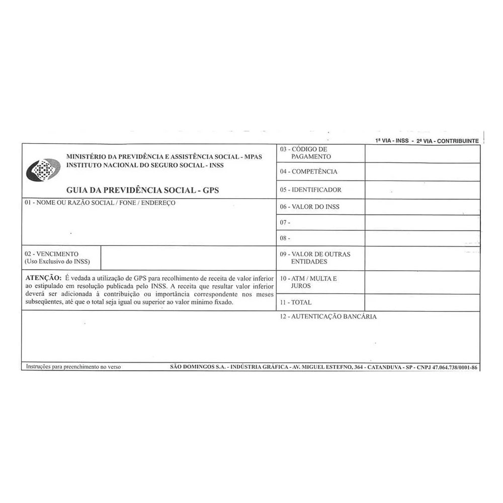 Foto 2 de Carne gps guia da previdência social 10 unid animativa
