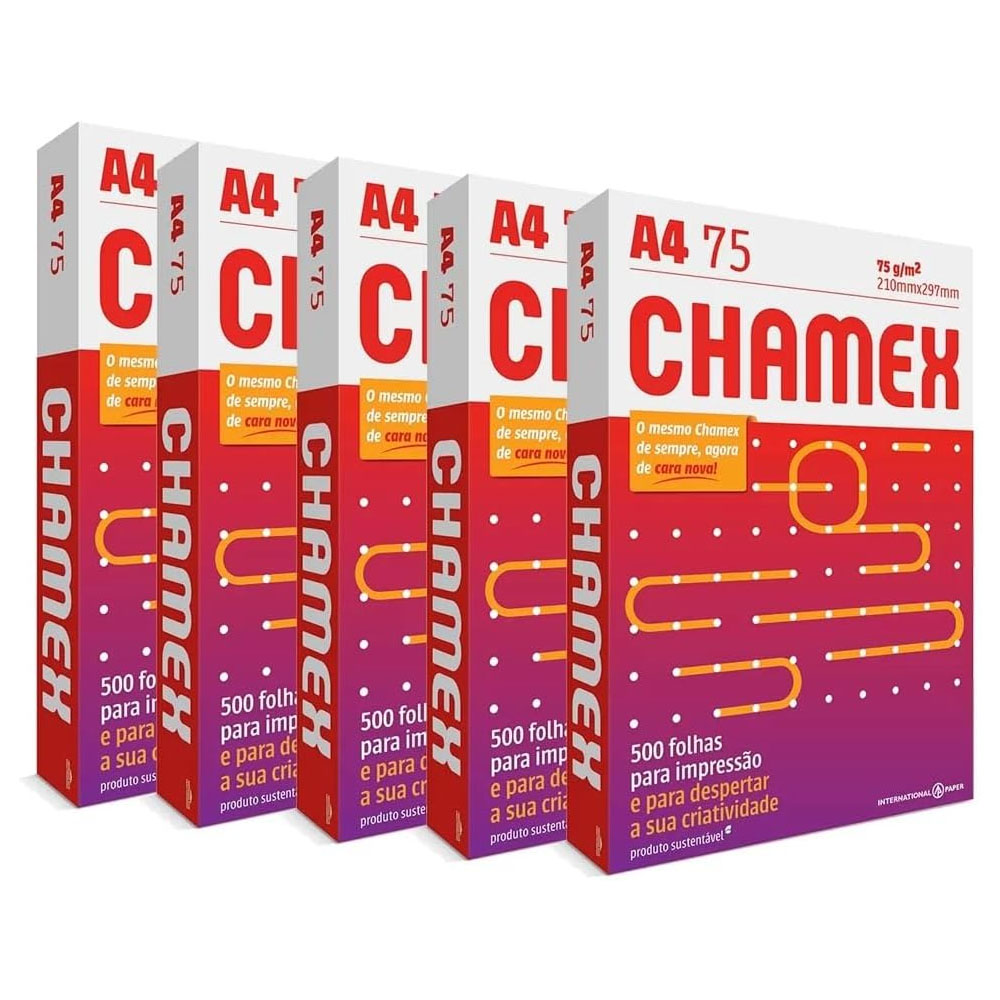 Foto 2 de Papel sulfite a4 75g 500fls branco caixa c/ 5und chamex