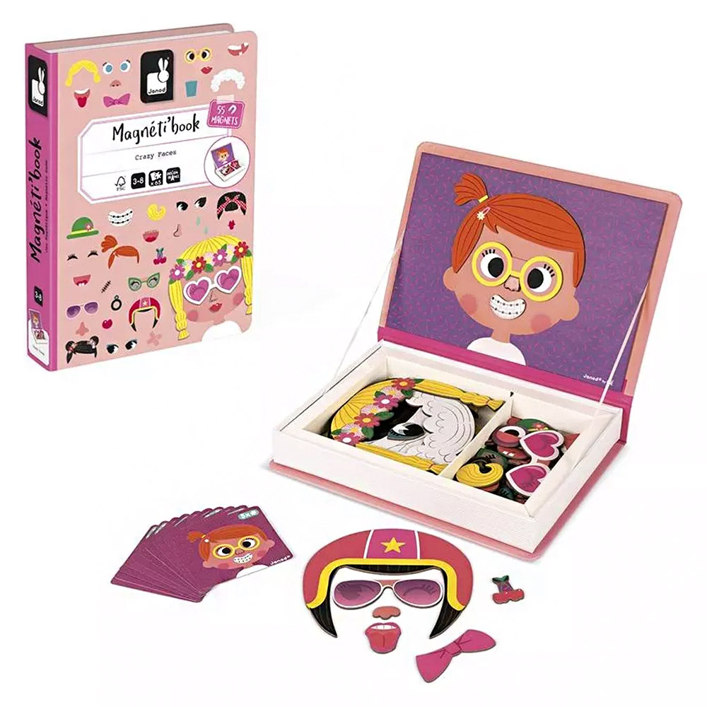 Foto 3 de Livro magnético crazy faces meninas 65 peças janod
