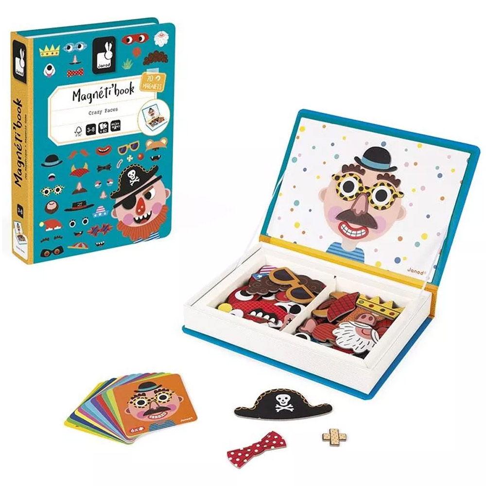 Foto 3 de Livro magnético crazy faces meninos 82 peças janod