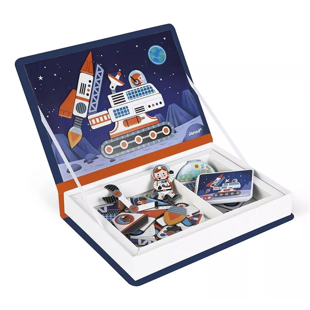 Foto 2 de Livro magnético viagem ao cosmo 70 peças janod