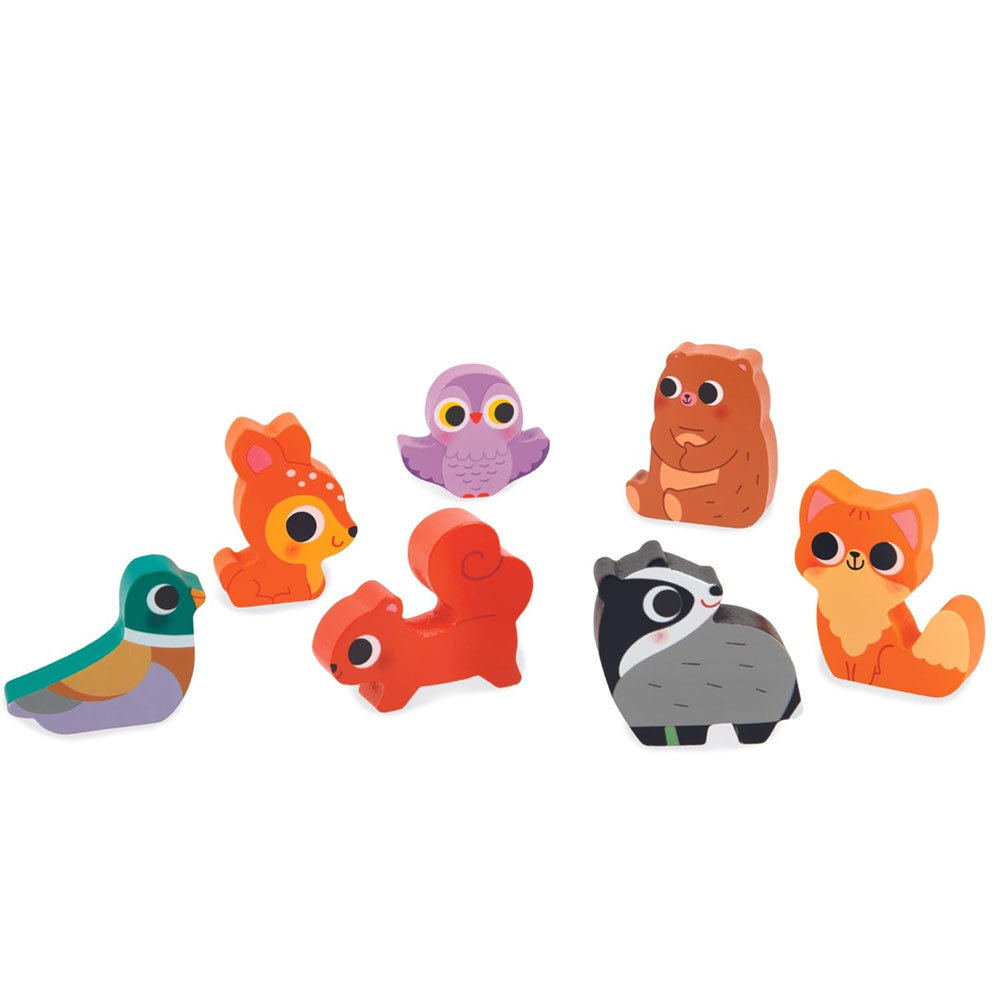 Foto 2 de Encaixa formas 3d animais na floresta 7 peças janod