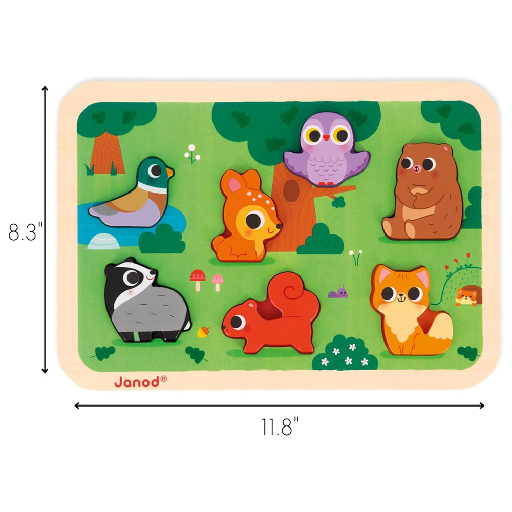 Foto 3 de Encaixa formas 3d animais na floresta 7 peças janod