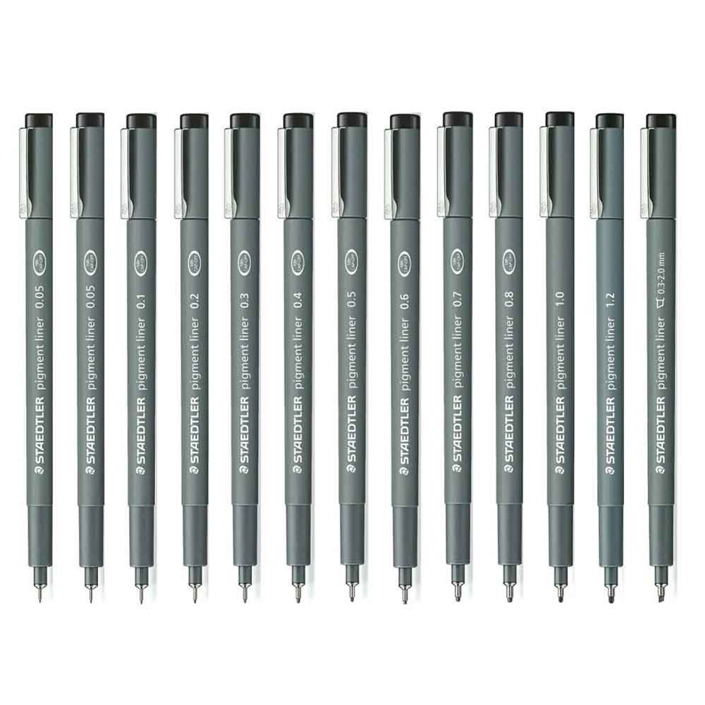 Foto 3 de Kit caneta pigment liner com 12 unidades preto staedtler