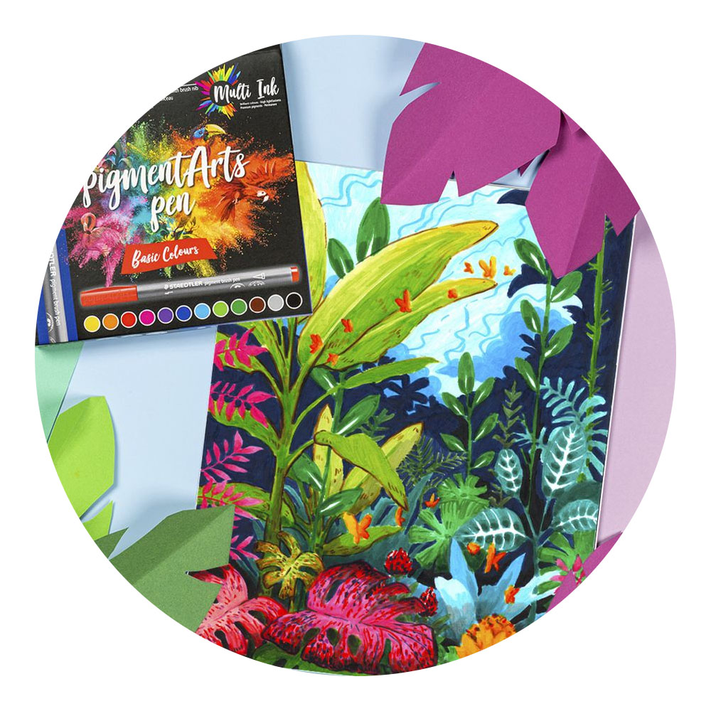 Foto 2 de Kit caneta pigment brush pen 12und basic colours staedtler