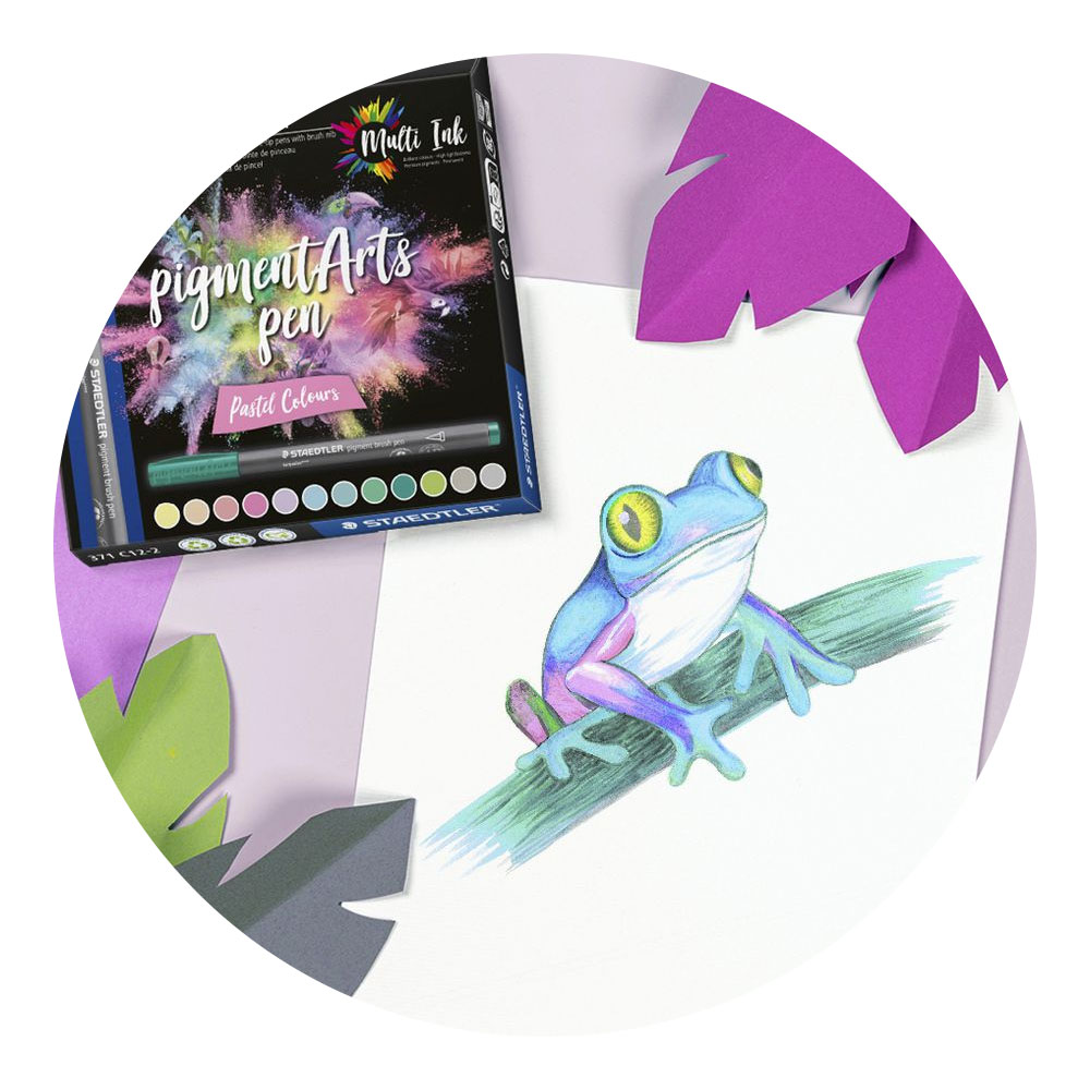 Foto 2 de Kit caneta pigment brush pen 12und pastel colours staedtler