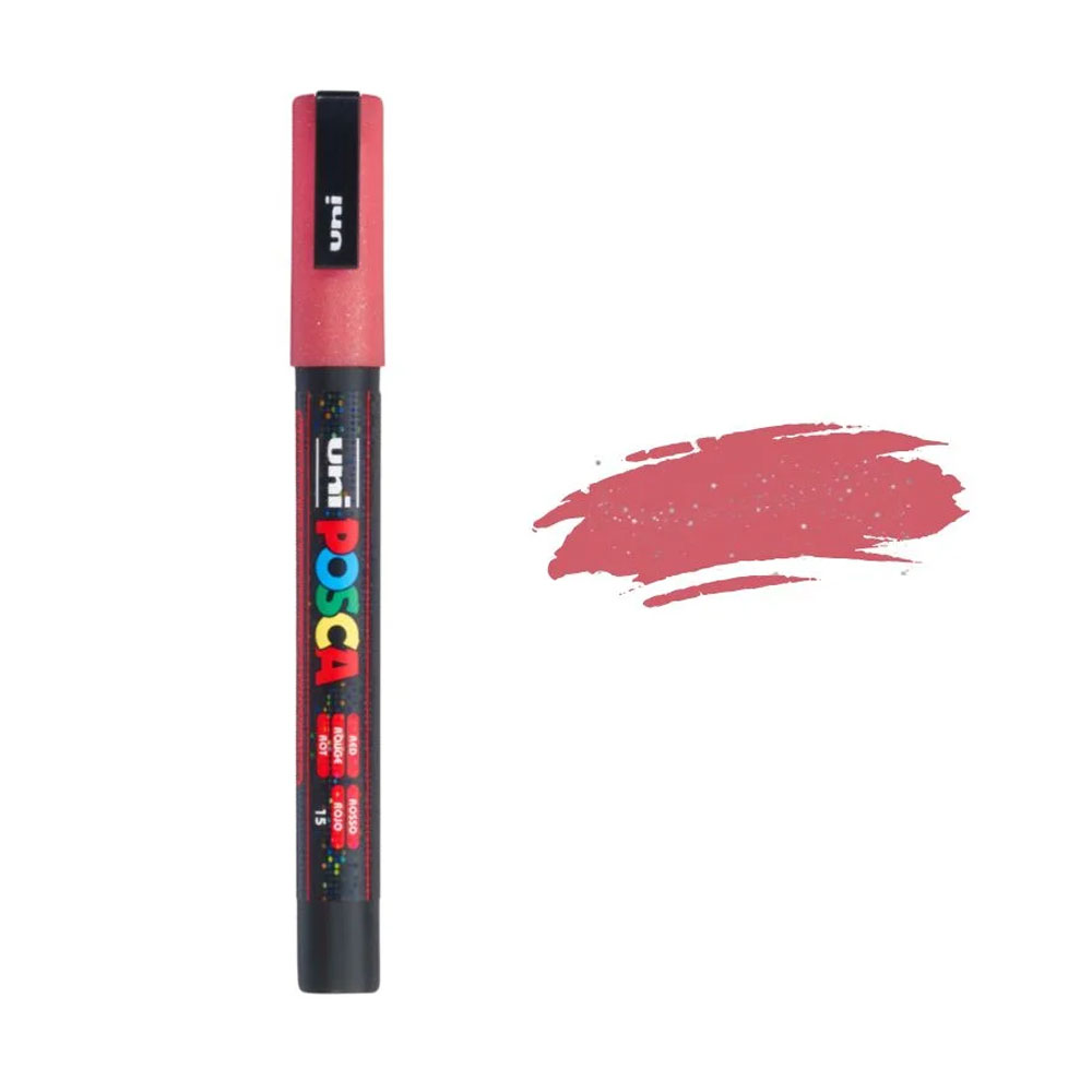 Foto 3 de Caneta uni glitter pc 3ml vermelho posca