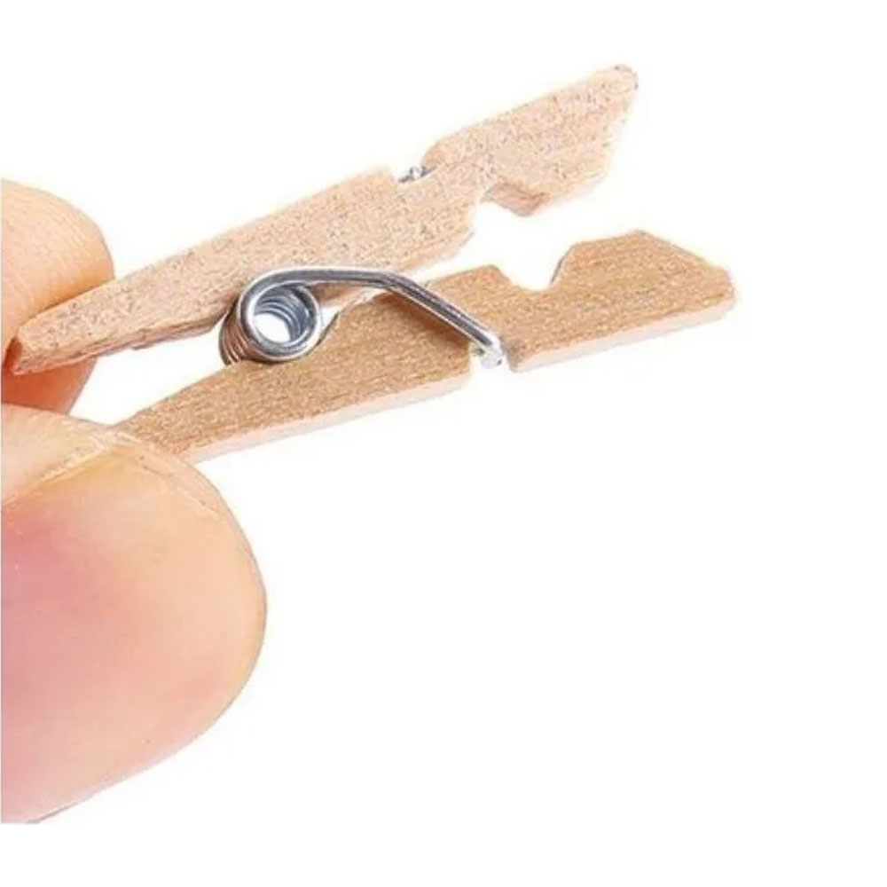 Foto 3 de Pacote mini prendedores madeira 2,5cm com 100und cru kit