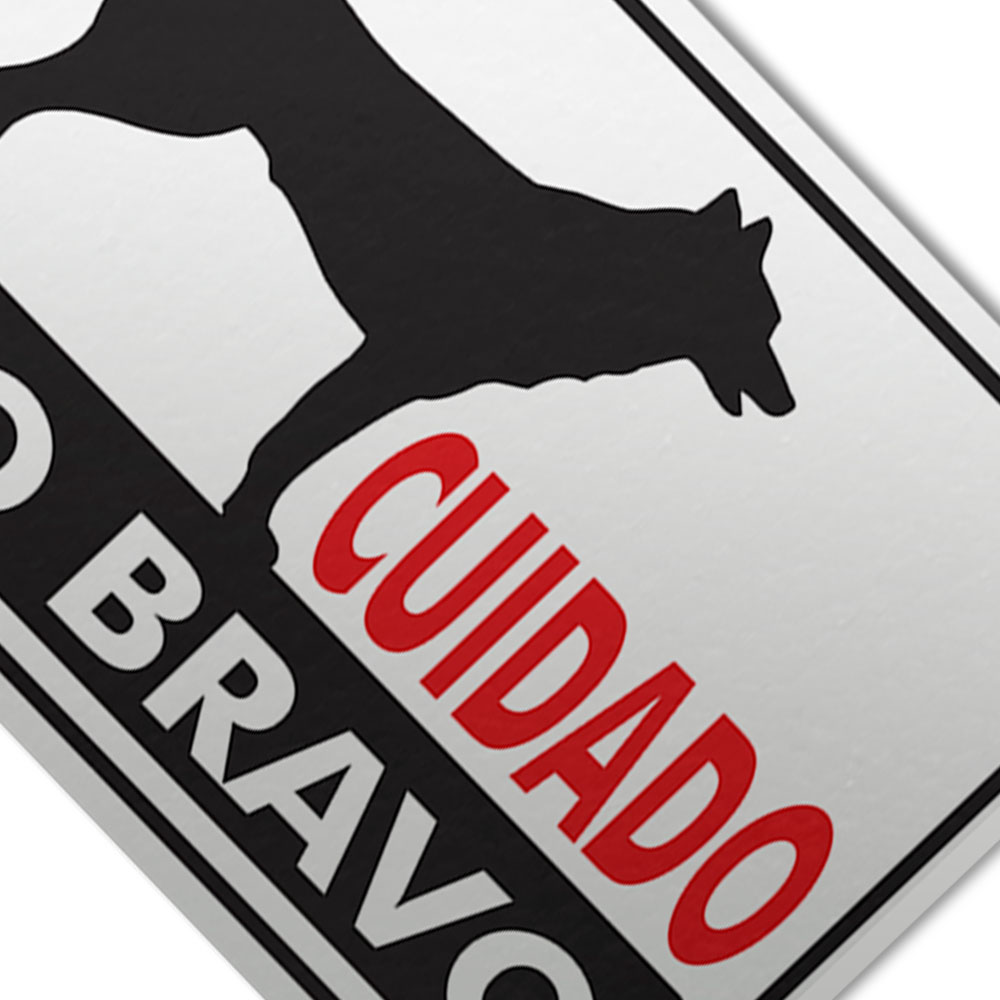 Foto 2 de Placa sinalizadora 20x30cm cuidado cão bravo encartale