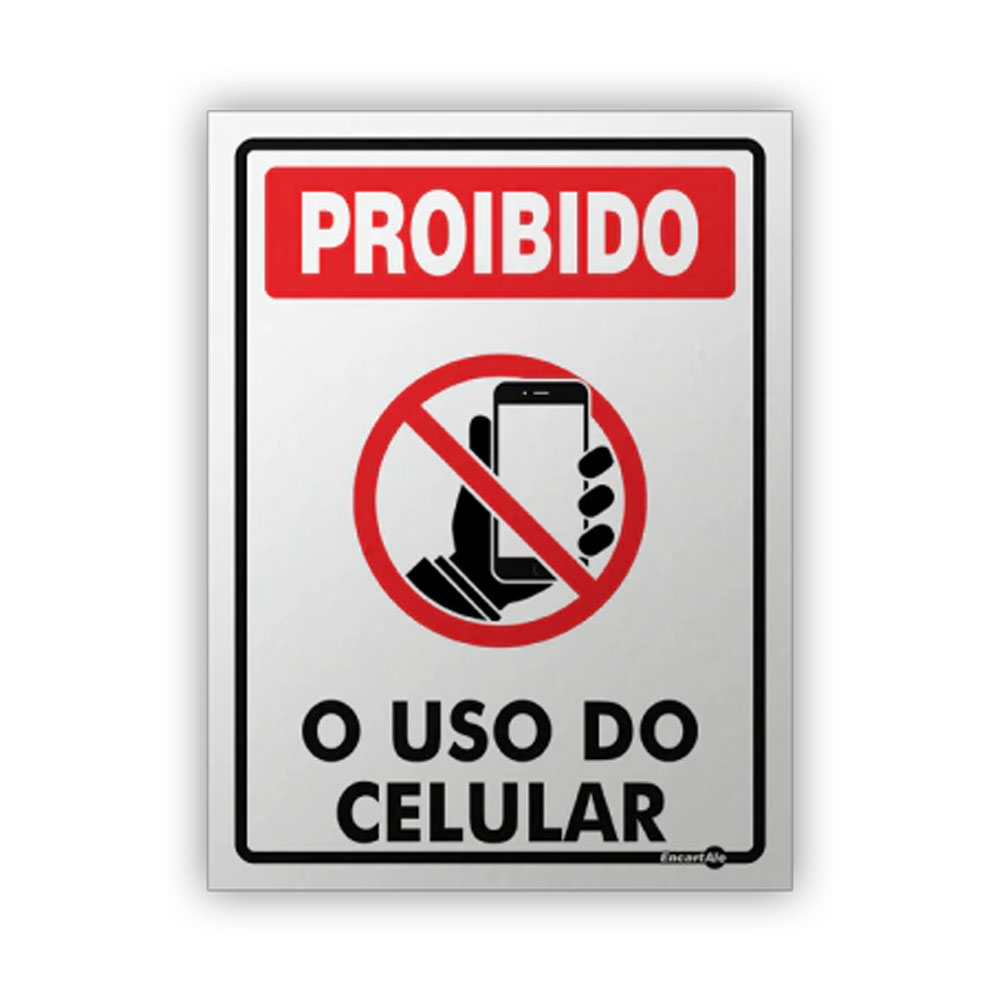 Foto 2 de Placa sinalizadora 15x20cm proibido uso do celular encartale