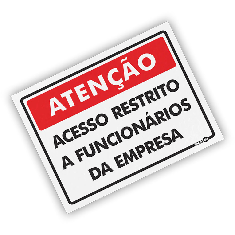 Foto 2 de Placa sinalizadora 15x20cm acesso restrito funcionário