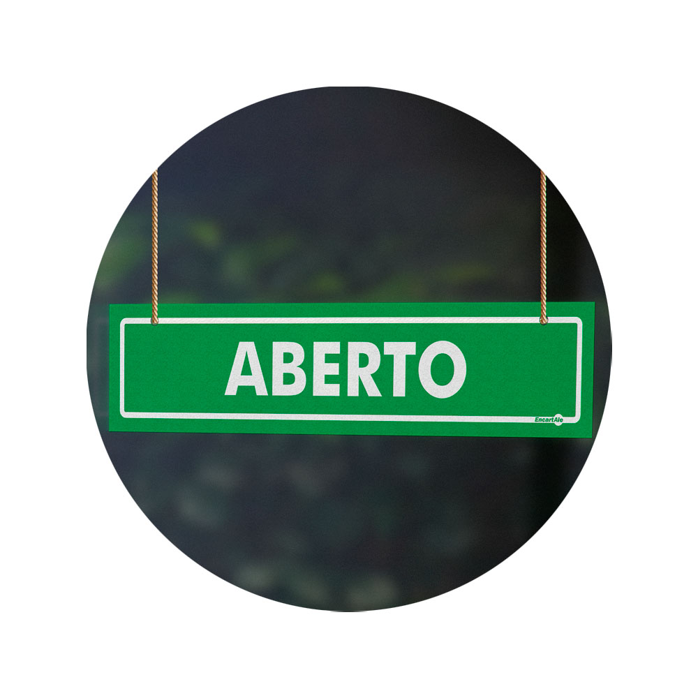 Foto 3 de Placa sinalizadora aberto e volto logo 30x5cm encartale