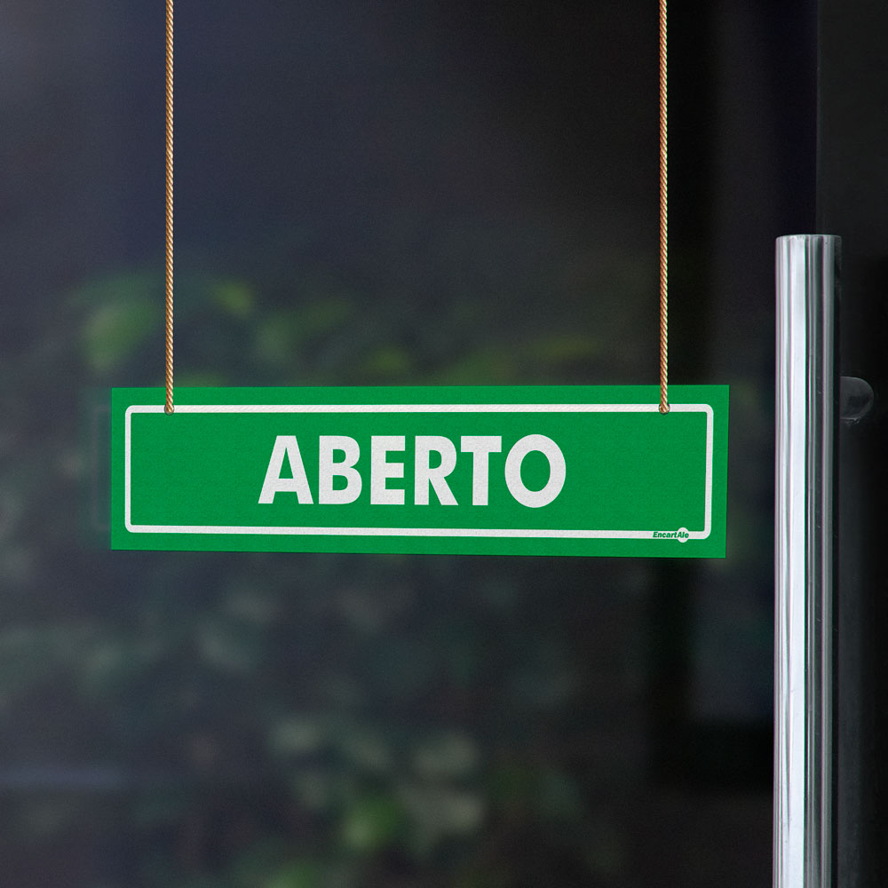 Foto 3 de Placa aberto/fechado bilingue encartale 30x6cm encartale