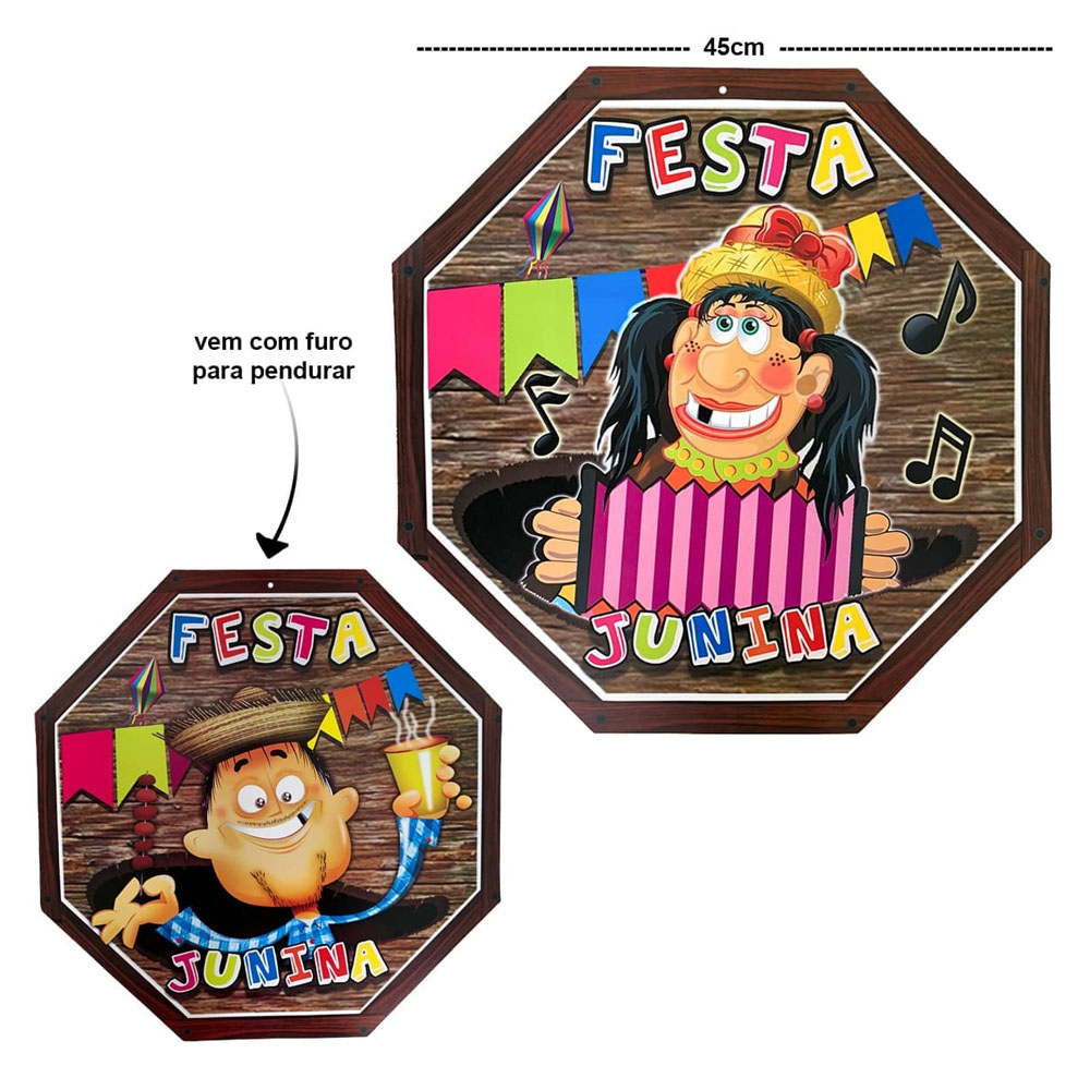 Foto 3 de Painel decorativo festa junina dupla face menino e menina