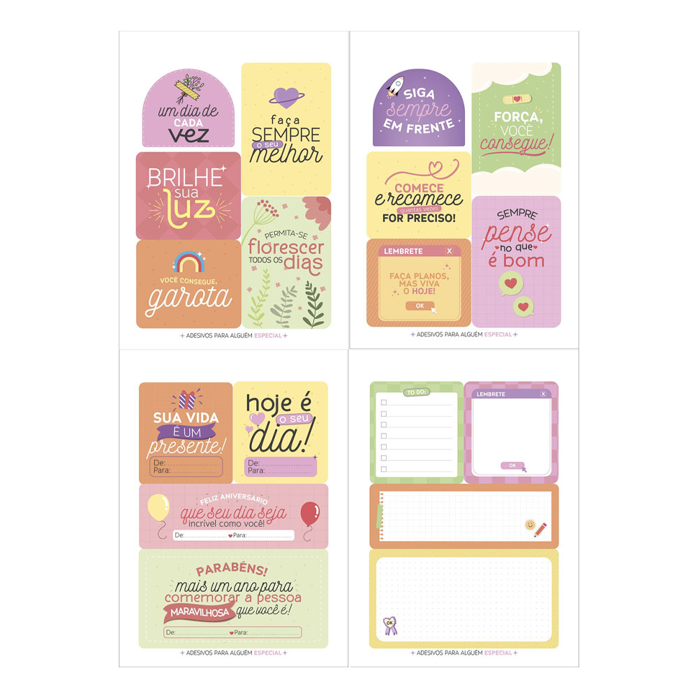 Foto 2 de Bloco de adesivos decorados mensagens 12fls tilibra