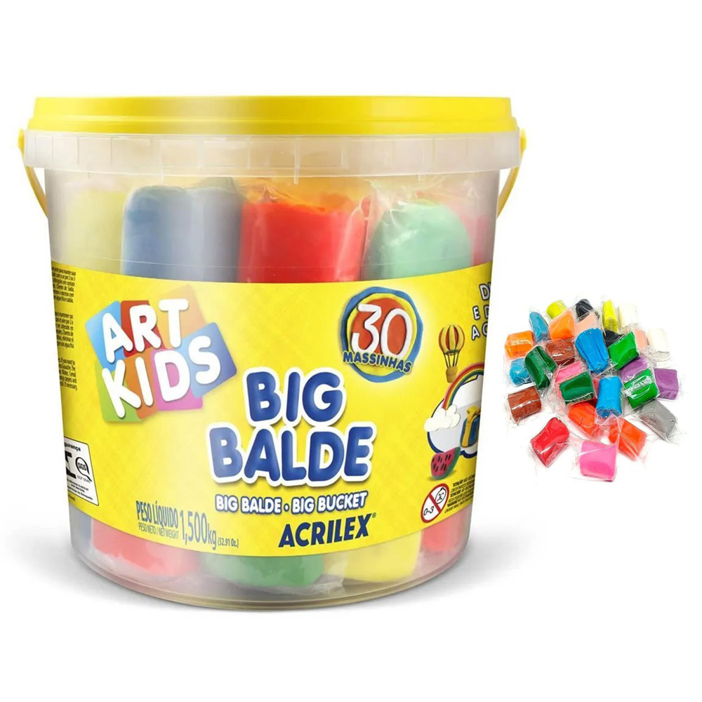 Foto 1 de Big balde soft massa de modelar com 30 massinhas acrilex