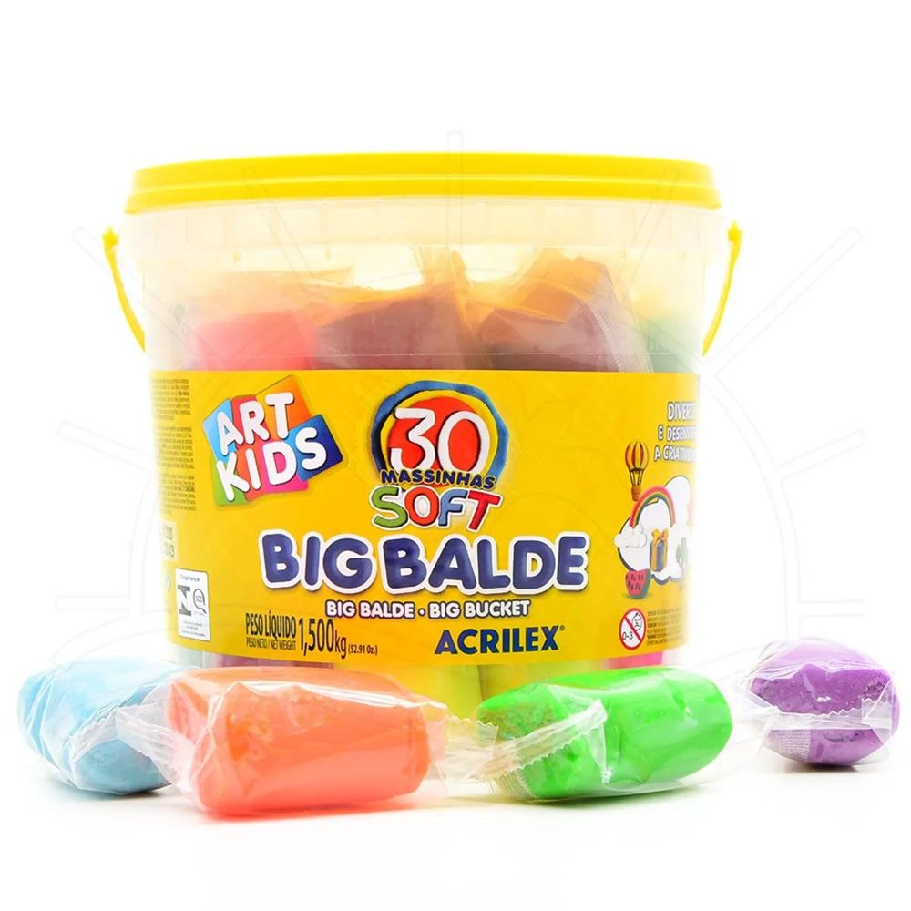 Foto 2 de Big balde soft massa de modelar com 30 massinhas acrilex