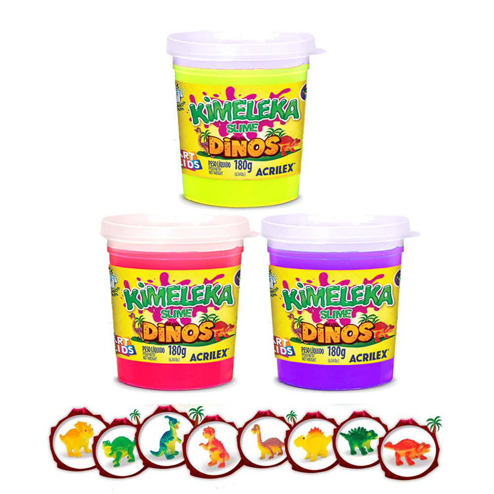 Foto 2 de Kimeleka slime 150g c/ dino surpresa 1und sortido acrilex