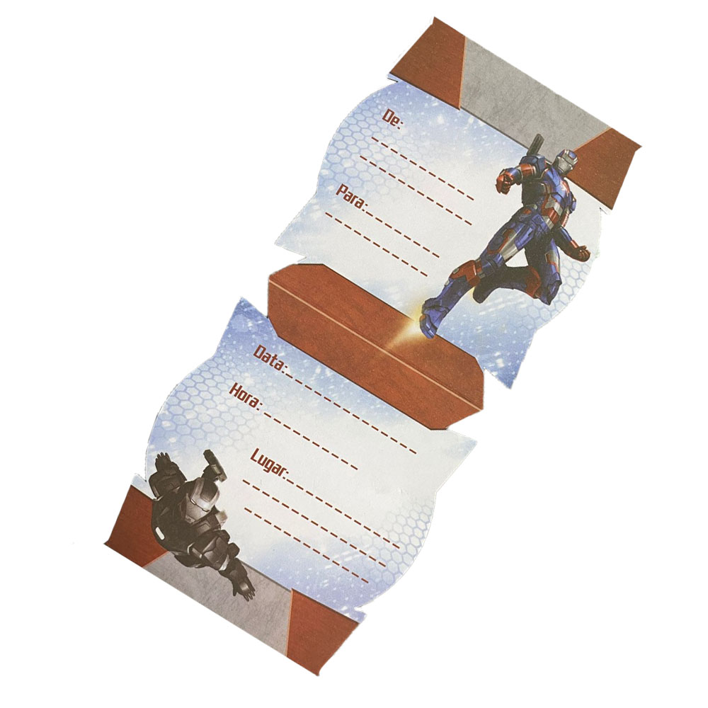 Foto 2 de Convite p/ festas marvel homem de ferro 3 c/ 8und regina