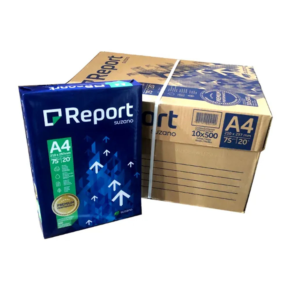 Foto 1 de Papel sulfite a4 75gr 500fls branco caixa c/ 10und report