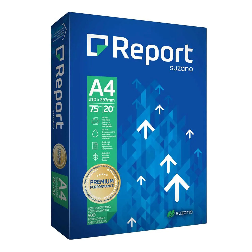 Foto 2 de Papel sulfite a4 75gr 500fls branco caixa c/ 10und report