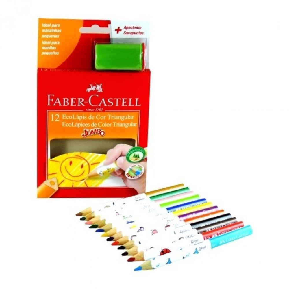 Foto 3 de Lapis de cor jumbo 12 cores com apontador faber castell