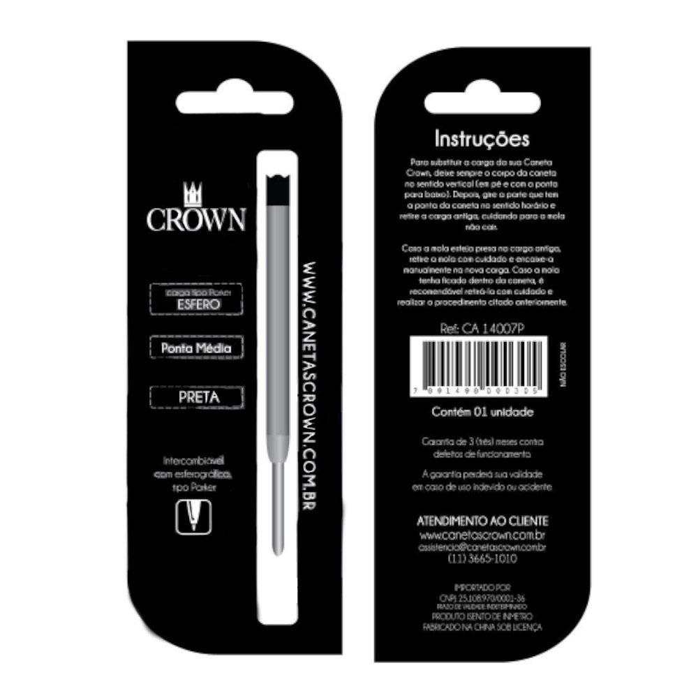 Foto 3 de Carga caneta esferográfica crown parker preto