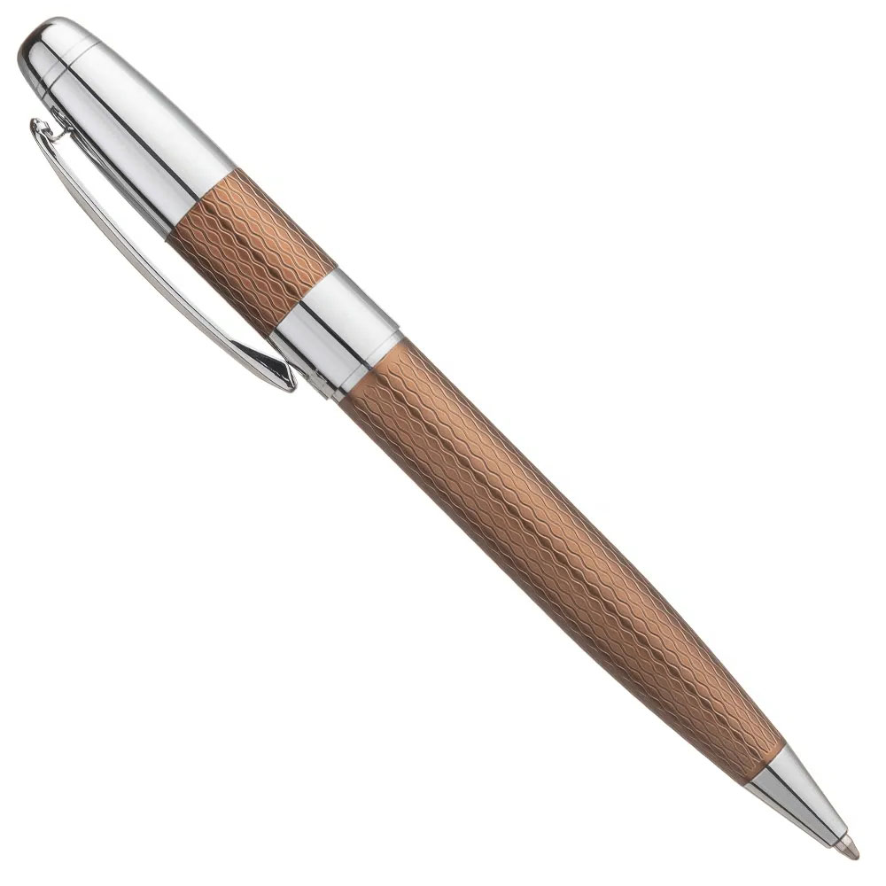 Foto 2 de Caneta crown esferográfica metal polaris marrom tinta azul