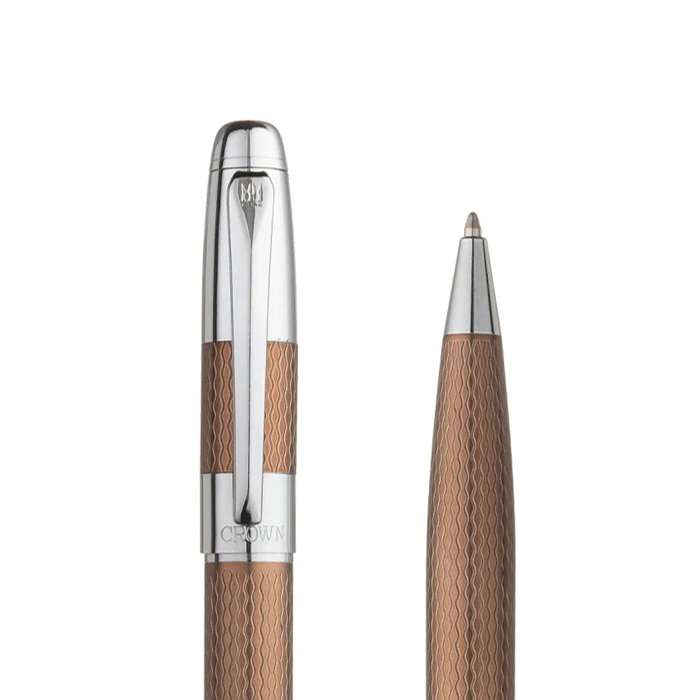 Foto 3 de Caneta crown esferográfica metal polaris marrom tinta azul