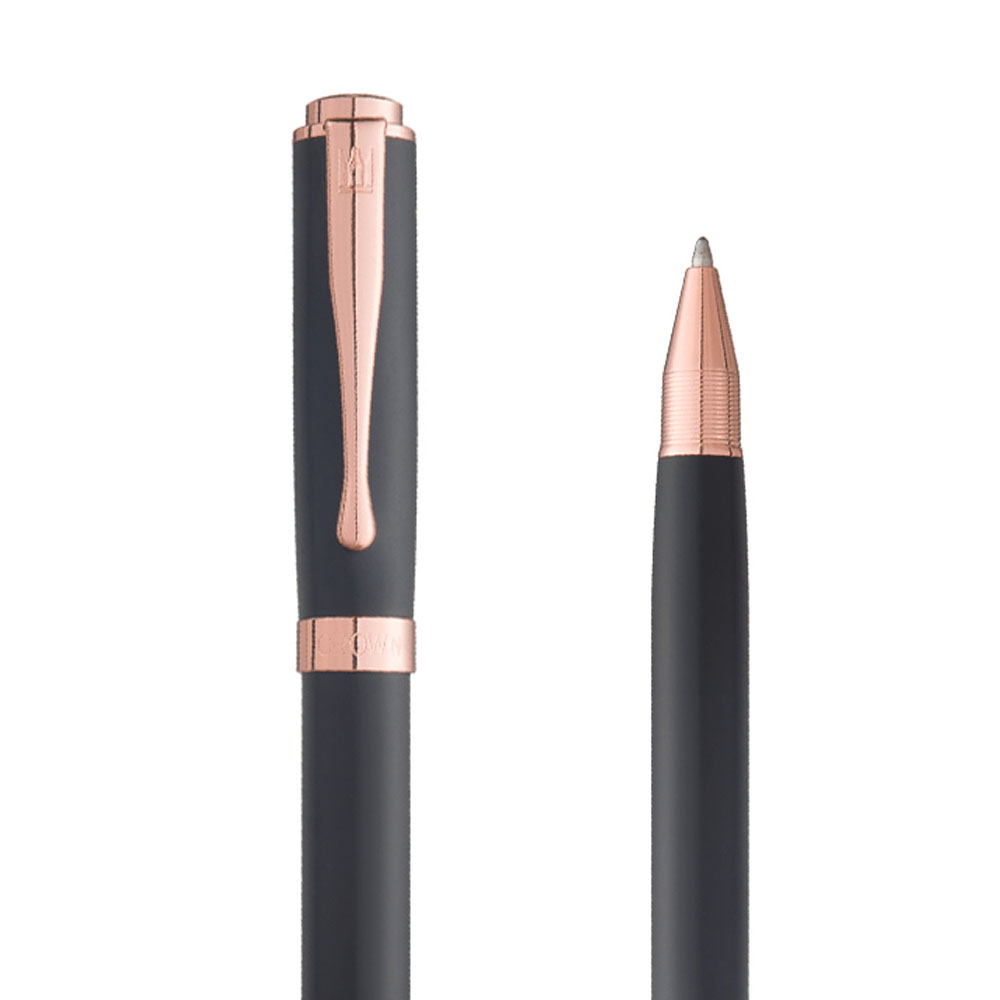 Foto 3 de Caneta crown esferográfica baron preta e rose tinta azul