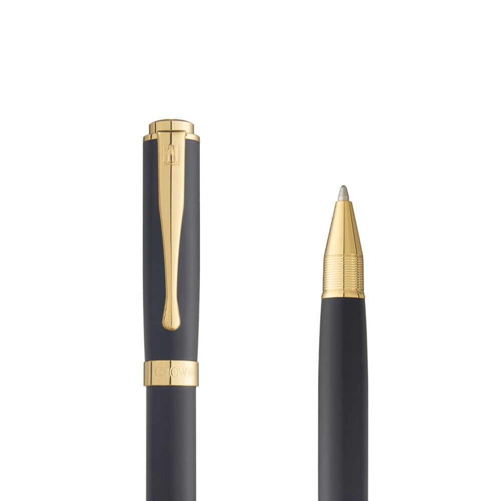 Foto 3 de Caneta crown esferográfica baron preta/dourado tinta azul