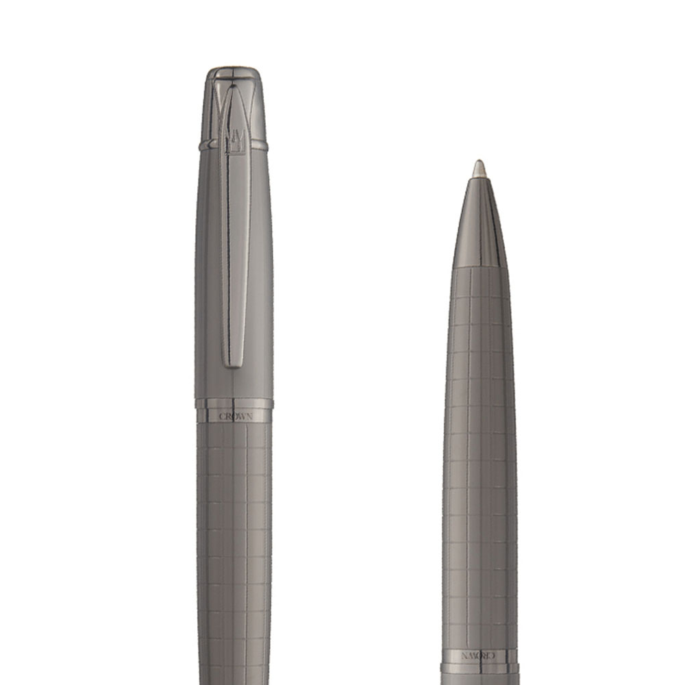 Foto 3 de Caneta crown esferográfica metal ebony fume tinta azul