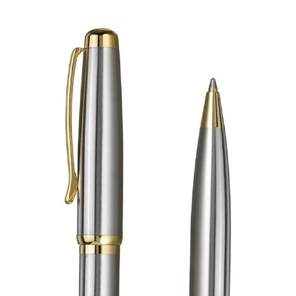 Foto 3 de Caneta crown esferográfica metal belíssima prata  tinta azul