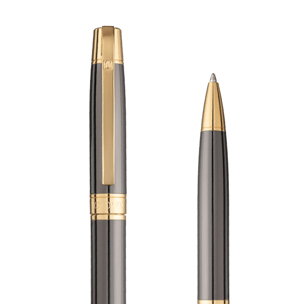 Foto 3 de Caneta crown esferográfica metal master gold fumê tinta azul