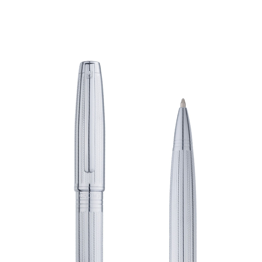 Foto 3 de Caneta crown esferográfica metal versalles prata tinta azul