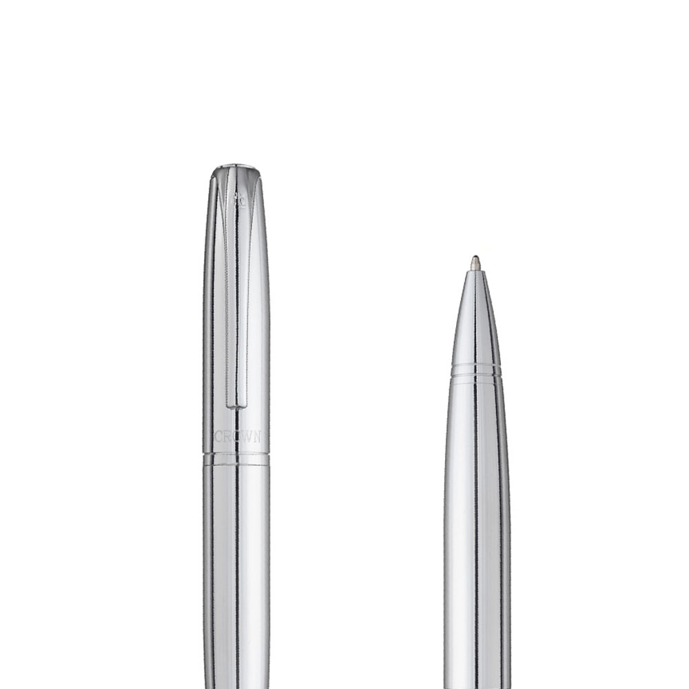 Foto 3 de Caneta crown esferográfica metal queen prata tinta azul