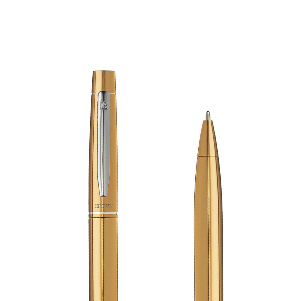 Foto 3 de Caneta crown esferográfica metal italy dourado tinta azul