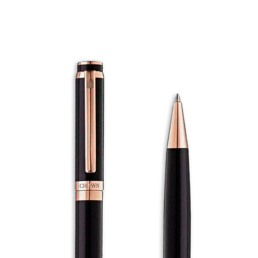 Foto 3 de Caneta crown esferográfica metal onix preto/rose tinta azul