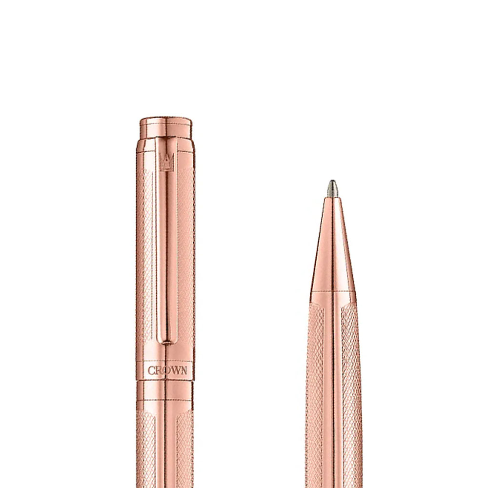 Foto 2 de Caneta crown esferográfica metal jade rose tinta azul