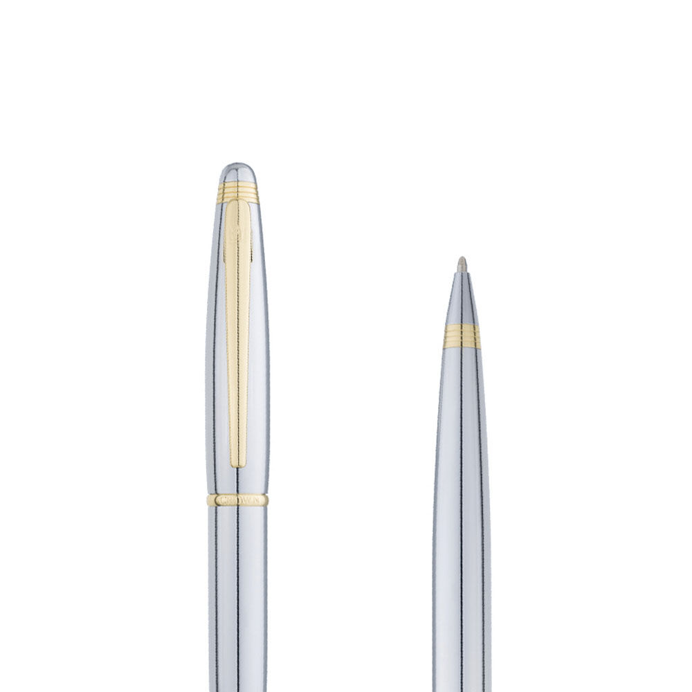 Foto 3 de Caneta crown esferográfica metal prestige prata tinta azul