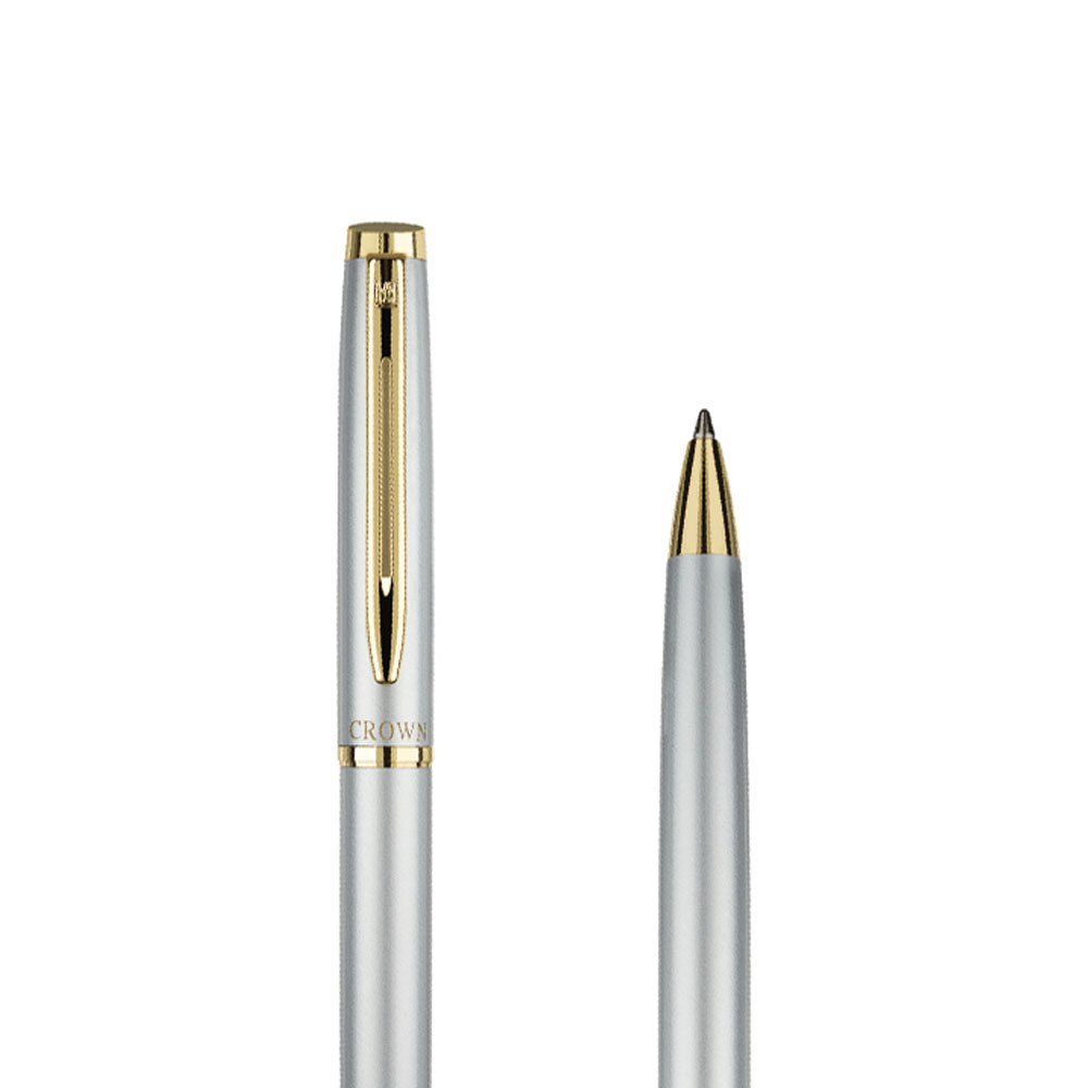 Foto 3 de Caneta crown esferográfica libra gold prata tinta azul