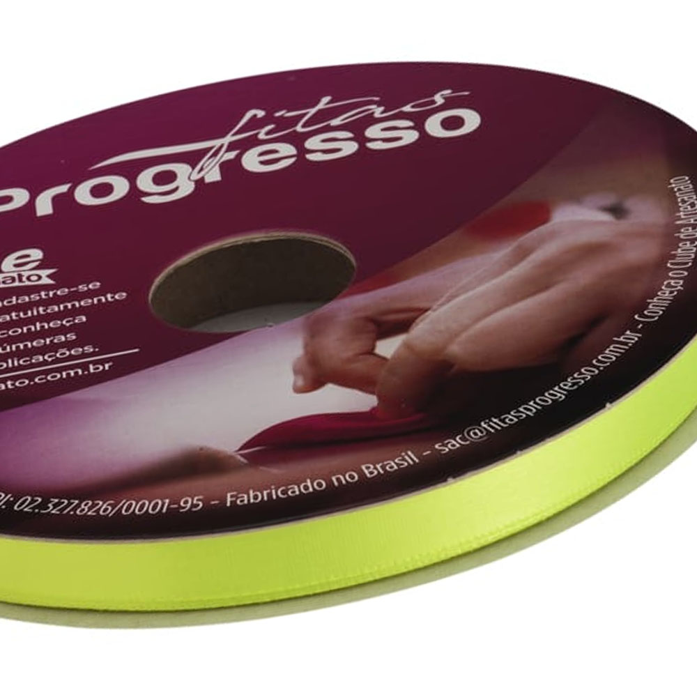 Foto 3 de Fita de cetim 10mm 50m verde cítrico 280 progresso