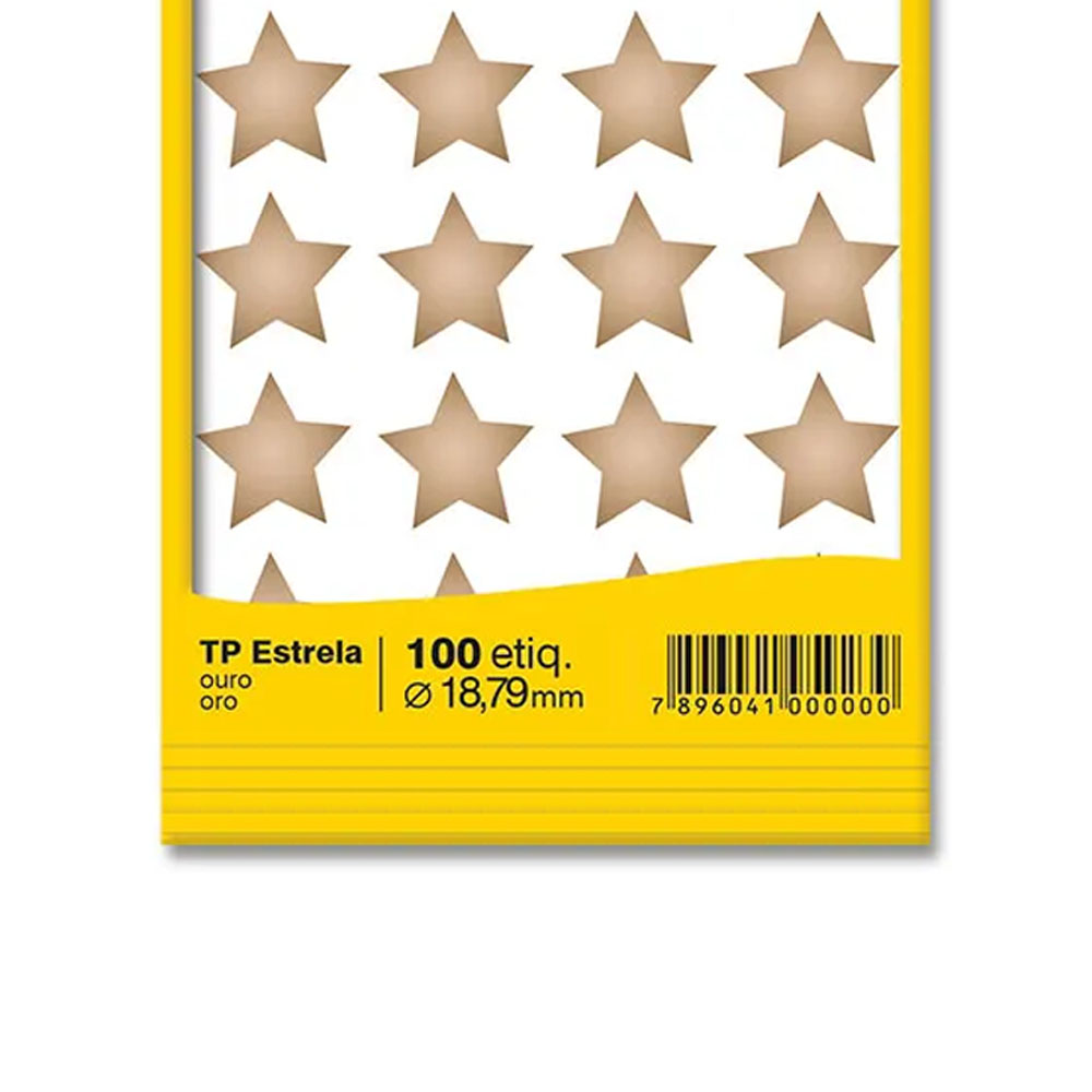 Foto 2 de Etiqueta adesiva estrela ouro 18mm com 100 etiquetas pimaco