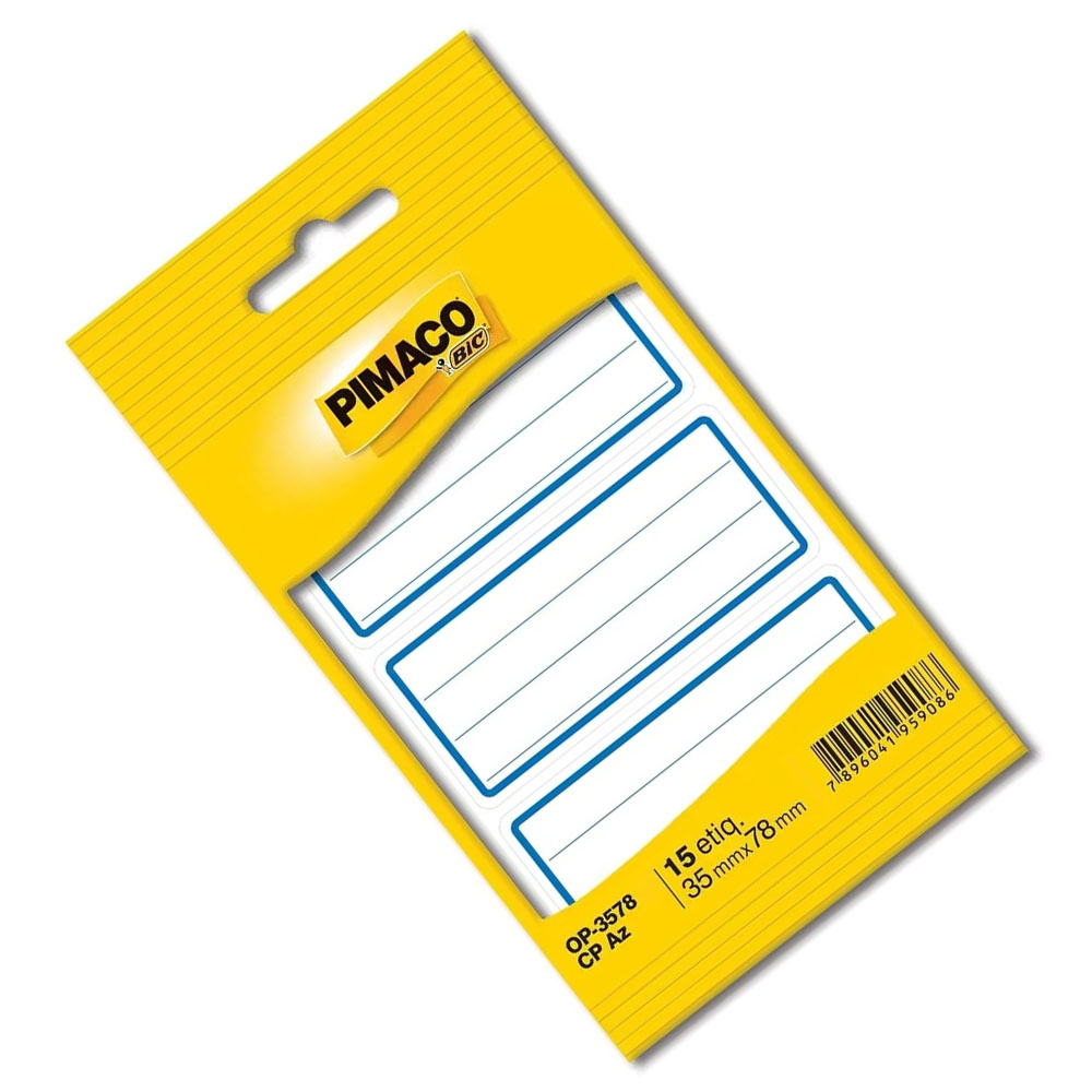 Foto 3 de Etiqueta tarjada escolar branca e azul 15und pimaco