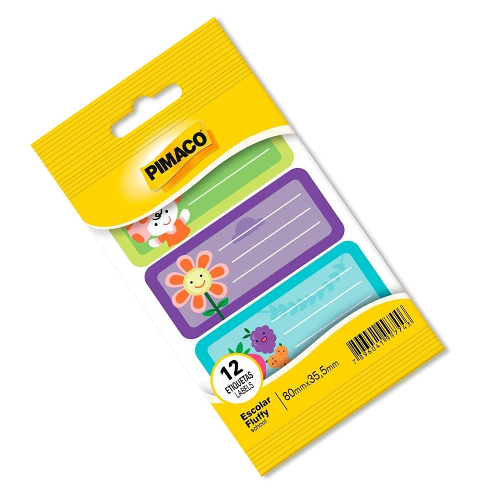 Foto 2 de Etiqueta tarjada escolar fluffy c/ 12und pimaco