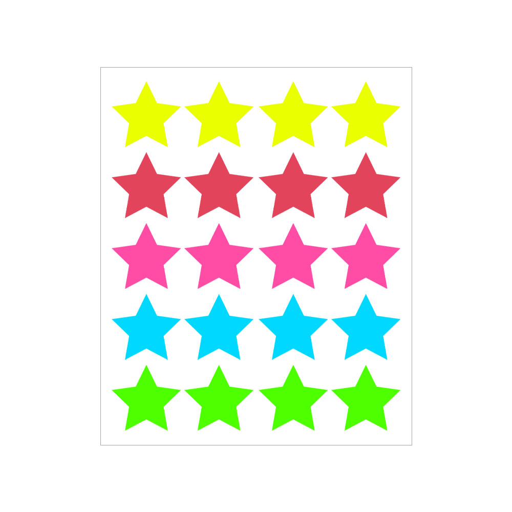 Foto 2 de Etiqueta adesiva lisa 18,79mm estrela multicolor neon