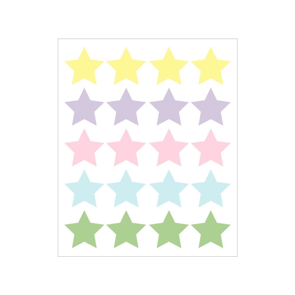 Foto 2 de Etiqueta adesiva lisa 18,79mm estrela multicolor pastel