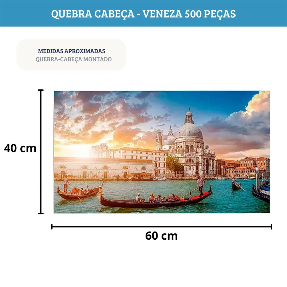 Foto 3 de Quebra cabeça 60x40cm puzzle 500 peças veneza nig